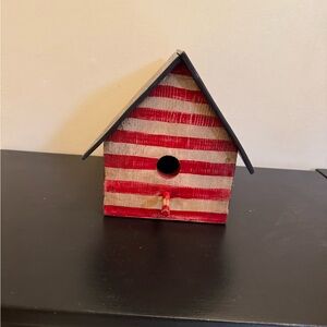 Red and White Striped Birdhouse
